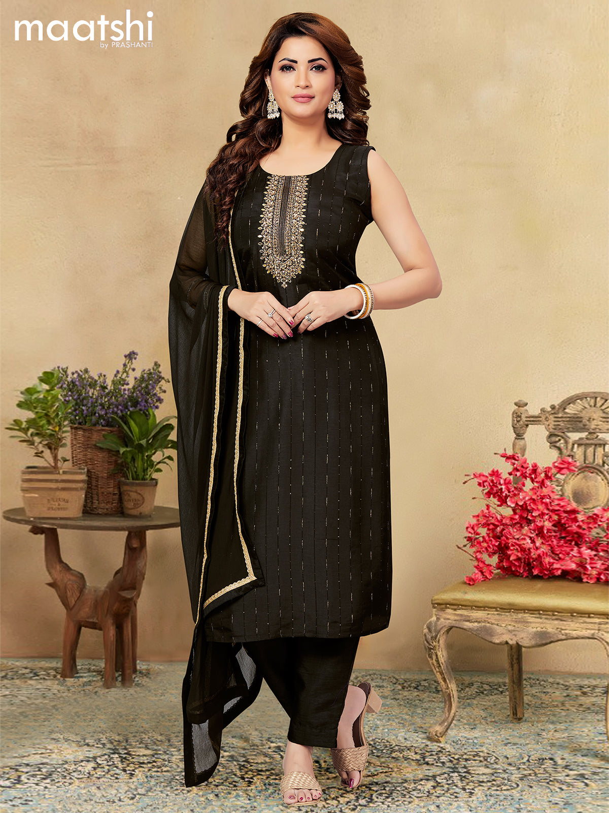 Black salwar material best sale