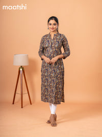 Cotton readymade kurti deep maroon with kalamkari prints & simple neck pattern without bottom