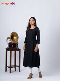 Rayon A-line kurti black and with beaded embroidery work neck pattern and without pant