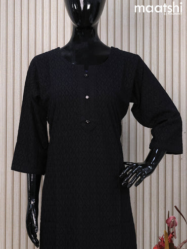 Soft cotton readymade kurti black and with allover chikankari work & simple neck pattern and without pant