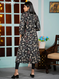 Modal readymade A-line kurti black with allover kalamkari prints without pant