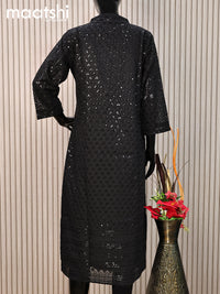 Semi georgette readymade kurti black with allover chikankari work without pant