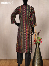 Modal readymade salwar suits black with allover prints & mirror work neck pattern and straight cut pant & printed dupatta