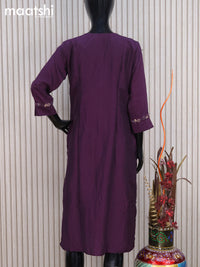 Muslin readymade kurti purple with beaded zardosi work neck pattern without pant