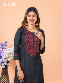 Chanderi readymade kurti black with embroidery sequin work neck pattern without pant