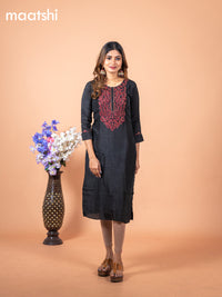 Chanderi readymade kurti black with embroidery sequin work neck pattern without pant