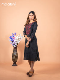 Chanderi readymade kurti black with embroidery sequin work neck pattern without pant