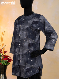 Modal readymade short kurti elephant grey with allover prints & simple neck pattern without pant