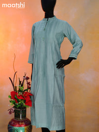 Muslin readymade kurti pastel blue with plain body & embroidery work simple neck pattern without pant