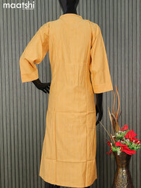 Rayon readymade kurti yellow with simple neck pattern without pant