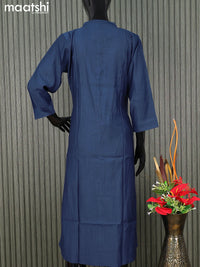 Rayon readymade kurti navy blue with simple neck pattern without pant