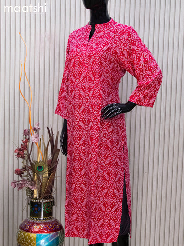 Soft cotton readymade kurti pink  with allover bandhani prints and without pant