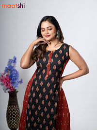 Cotton anarkali kurti black and with ikat butta prints without pant