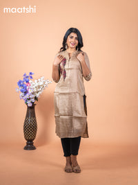 Chanderi readymade kurti beige with embroidery & beaded work neck pattern without pant