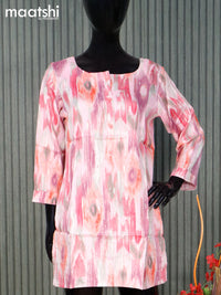 Modal readymade short kurti light pink with allover prints without pant