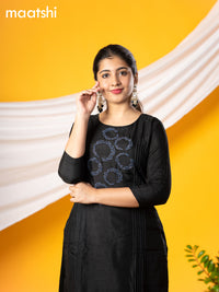 Pure raw silk readymade party wear kurti black with beaded & french knot work without pant