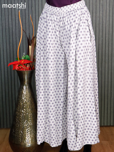 Rayon elephant palazzo pant off white and grey with allover floral butta prints - free size