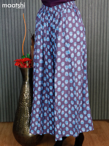 Cotton elephant palazzo pant dark grey and blue with allover butta prints - free size