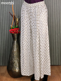 Rayon elephant palazzo pant off white and beige with allover floral butta prints - free size