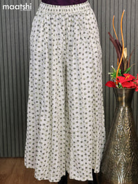 Rayon elephant palazzos pants off white and sap green with allover floral butta prints - free size