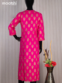 Rayon readymade kurti pink with allover butta prints & simple neck pattern without pant