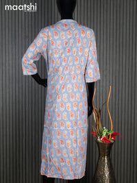 Rayon readymade kurti grey with allover paisley butta prints without pant