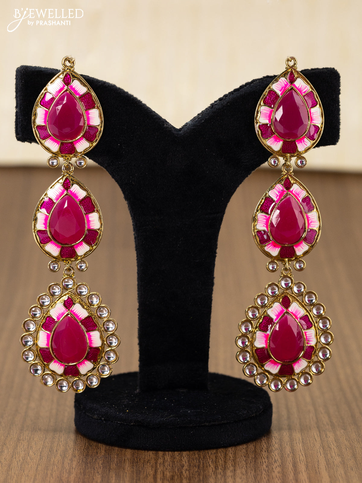 Light weight minakari earring pink with pearl maatal