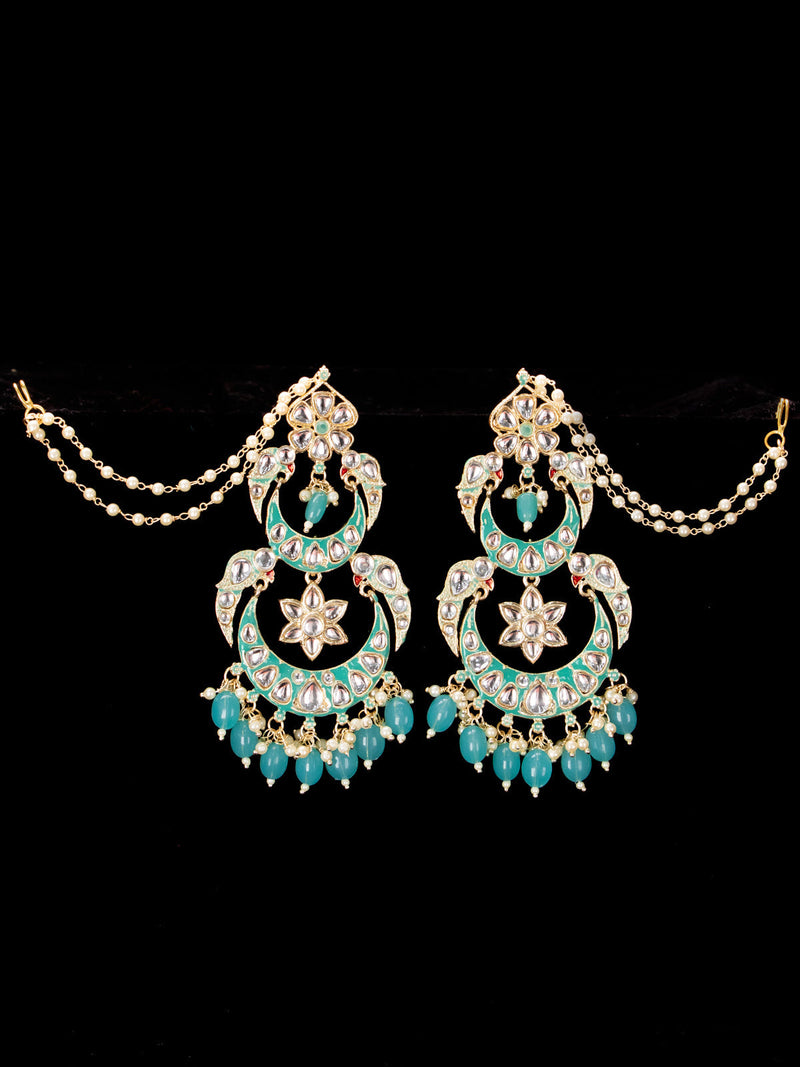 Shop Light Blue Stone White Polish Earrings Online at Best Price | Cbazaar