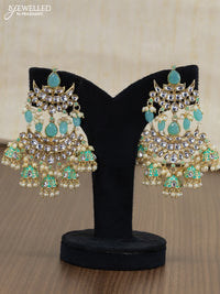 Light weight earrings light blue and kundan stones with pearl maatal