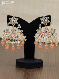 Light weight minakari peach earrings with pearl maatal