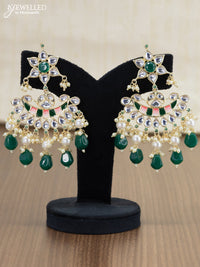 Light weight minakari green earrings with pearl maatal