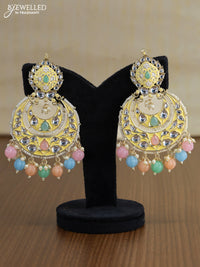 Light weight chandbali cream minakari earrings with pearl maatal