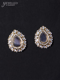 Light weight earrings with cz and grey stone