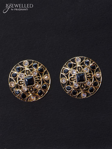 Light weight floral design earrings with cz and black stone