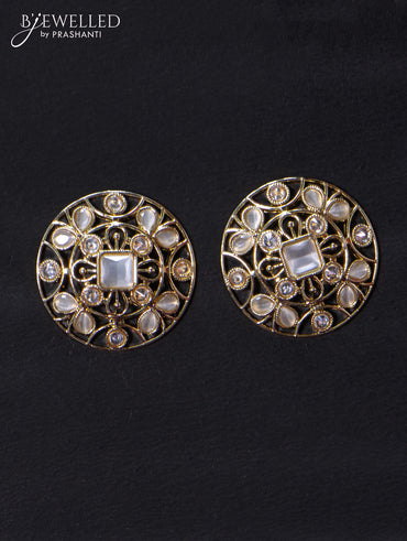 Light weight floral design earrings with cz and white stone