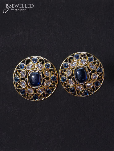 Light weight floral design earrings with cz and sapphire stone