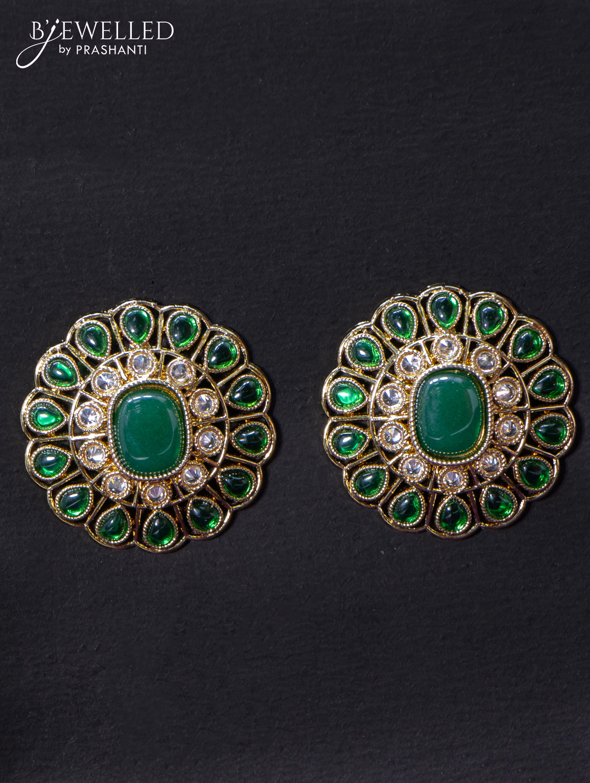 Light weight earrings with cz and emerald stone