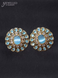 Light weight earrings with cz and light blue stone