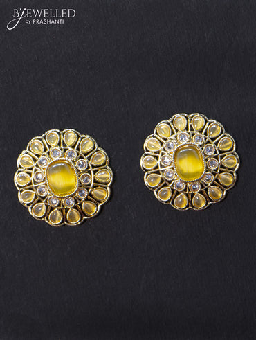 Light weight earrings with cz and yellow stone