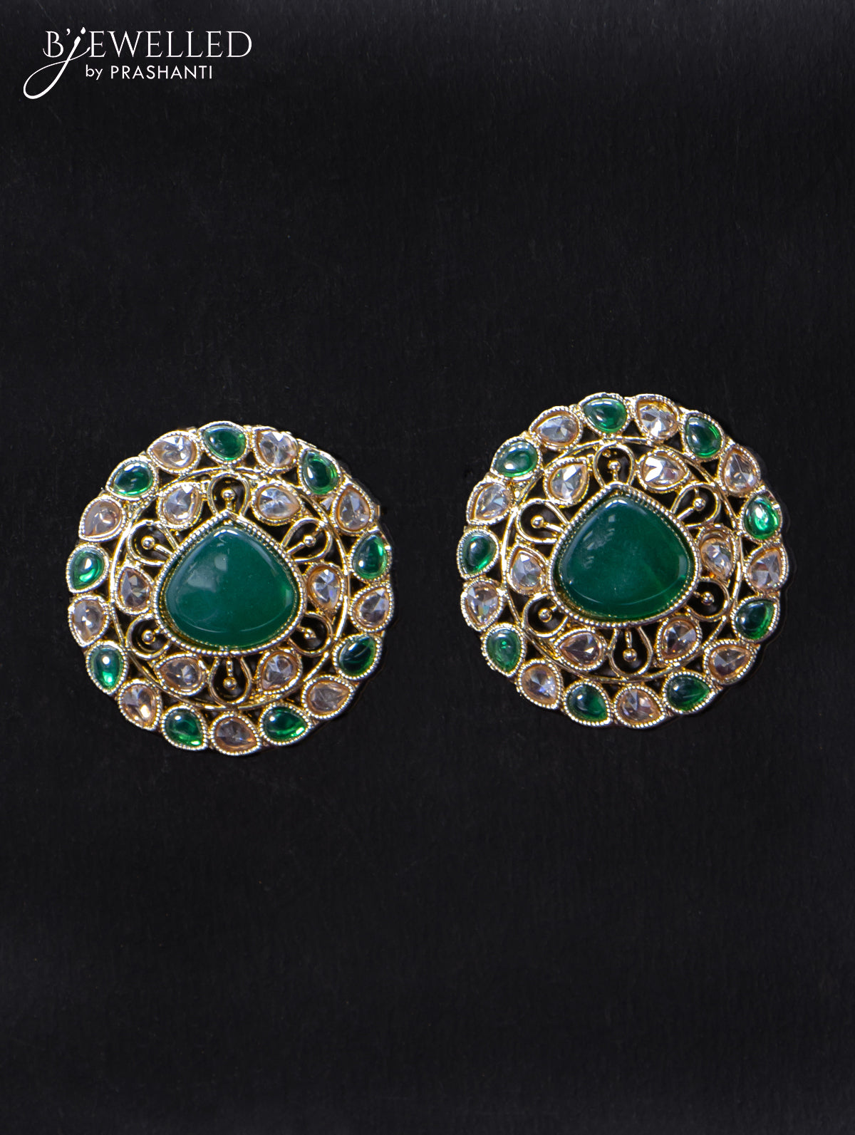 Light weight earrings with cz and emerald stone