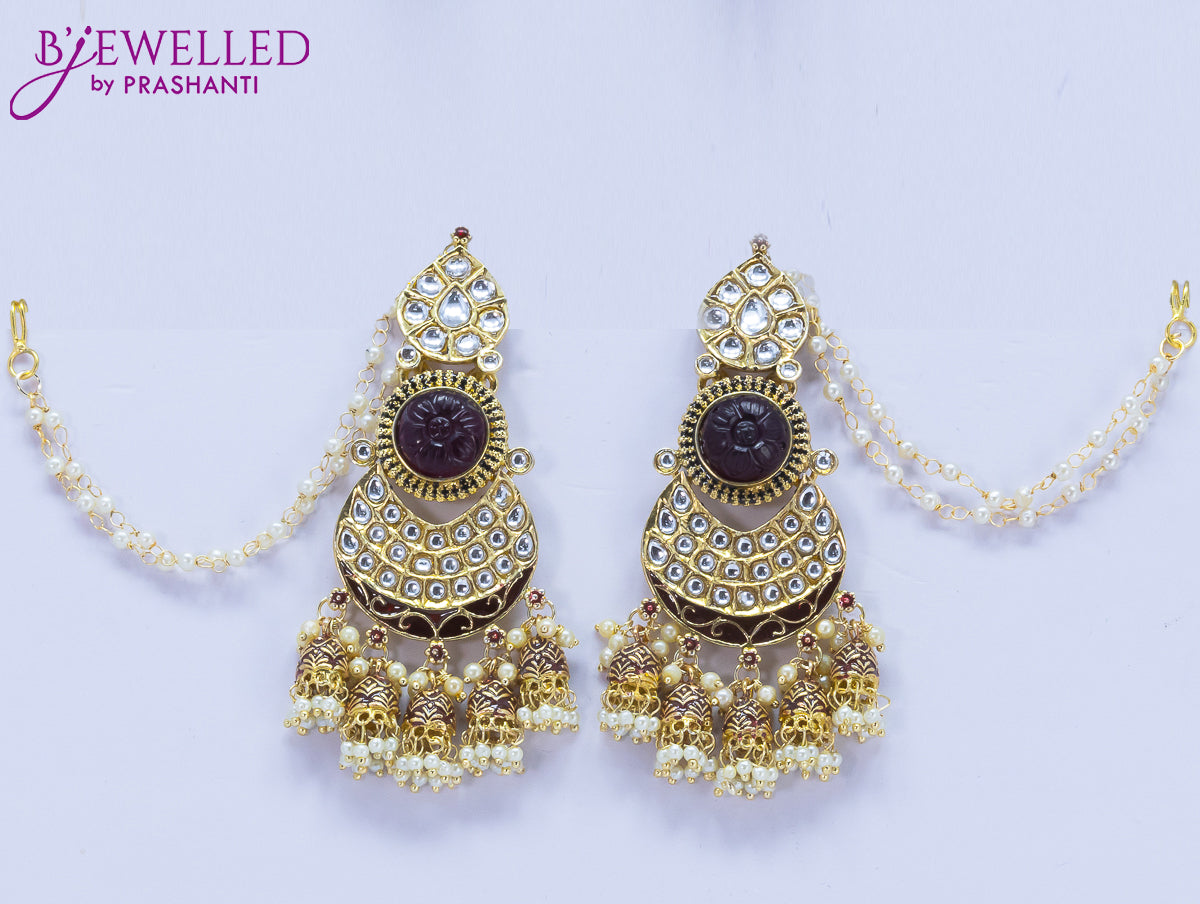 Dangler black earrings with hangings and pearl maatal
