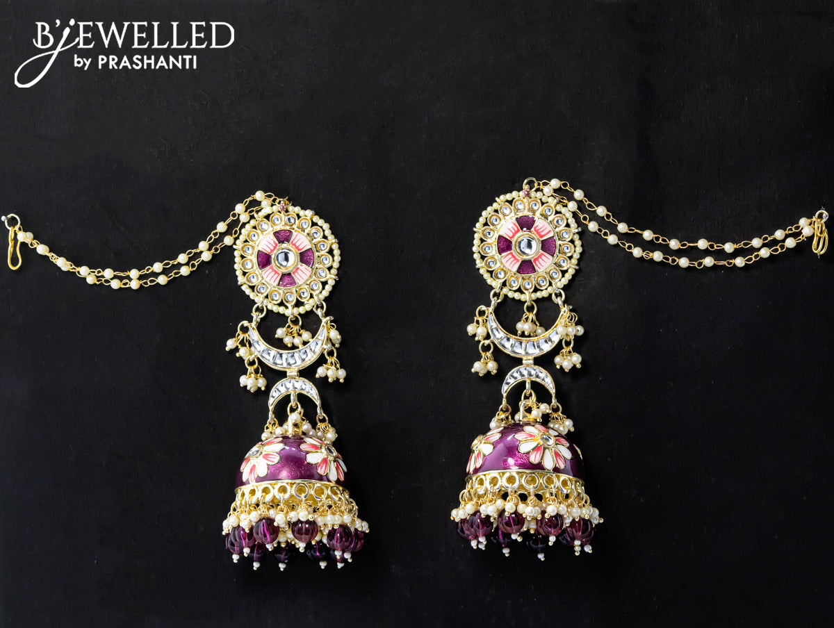 Dangler wine shade jhumka with hangings and pearl maatal