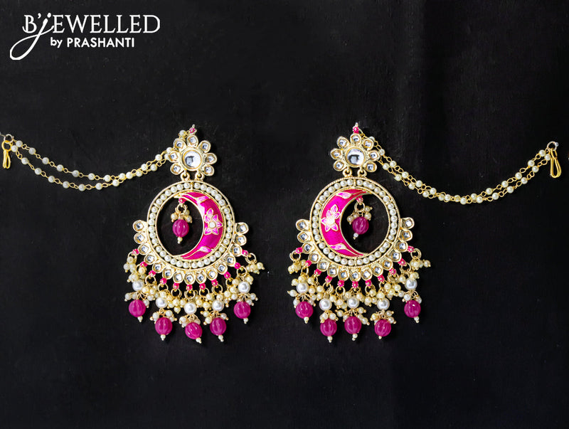 Double Layer Chandbali Earrings in Light Pink