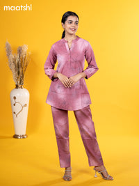 Cotton co-ord set pastel pink with allover floral prints and straight cut pant