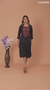 Chanderi readymade kurti black with embroidery sequin work neck pattern without pant