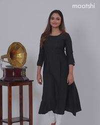 Rayon A-line kurti black and with beaded embroidery work neck pattern and without pant