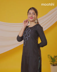 Pure raw silk readymade party wear kurti black with beaded & french knot work without pant