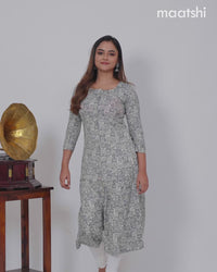 Rayon A -line kurti grey with allover prints and without pant