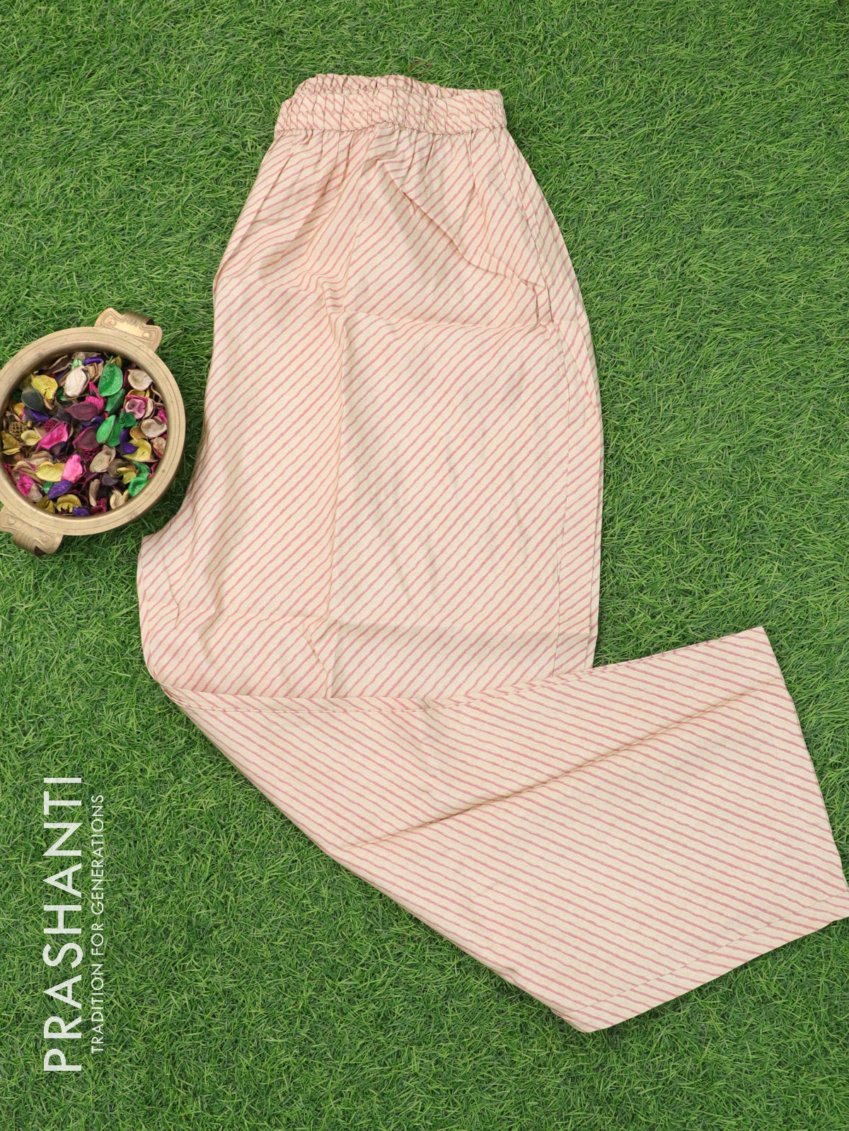 Pure muslin readymade kurti pastel peach with allover prints & embroidery mirror neck pattern and straight cut pant