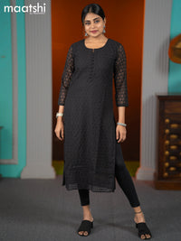 Georgette readymade kurti black with allover chikankari work without pant